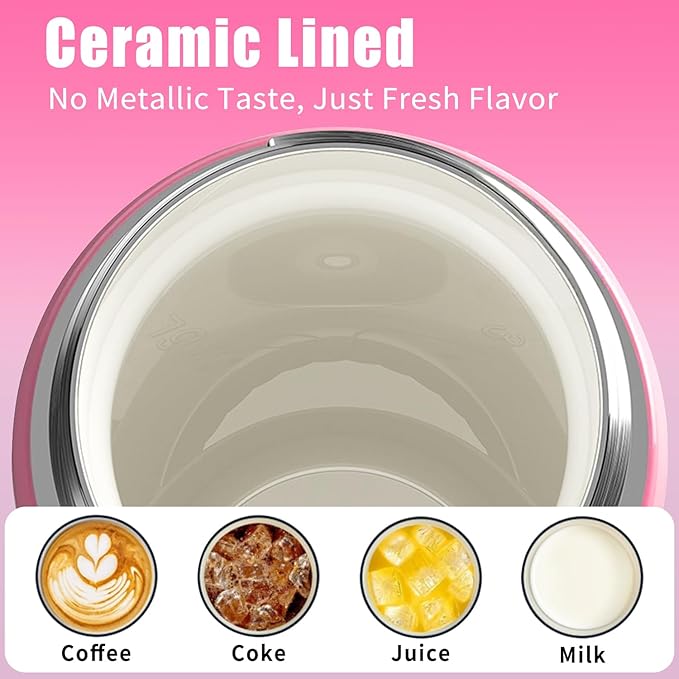 Mininoo Kids Water Bottle for School - 16 oz Stainless Steel Insulated Water Bottle with Ceramic-Lined, Leakproof Straw Lid & Beaded Handle for Girls & Boys