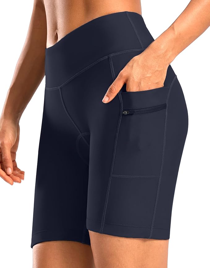 Women's 4D Padded Bike Shorts 5"/7" Riding Underwear Cycling Bicycle Road Biking Cycle Shorts for Women Zipper Pockets