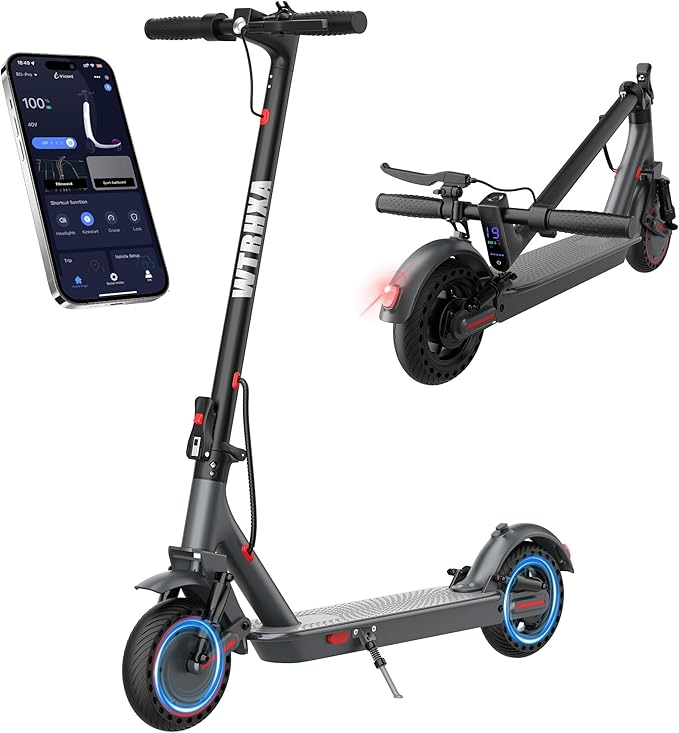 Electric Scooter, 500W Powerful Motor Scooter, 10" Solid Tires, 22-25 Miles Long Range, 22Mph Max Speed, Foldable E-Scooter Adults with Dual Shock Suspensions and APP Control