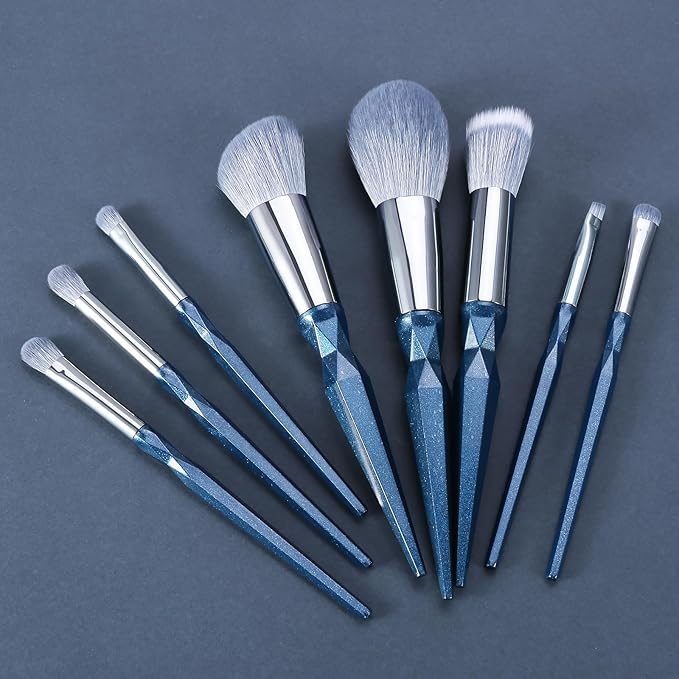 Sapphire Blue Makeup Brush Set Professional, Vegan Makeup Brushes Set, Makeup Brush Set with Case, Glitter Cosmetic Brushes Makeup Set, Make up Brushes Vegan, Make up Brushes Set Professional