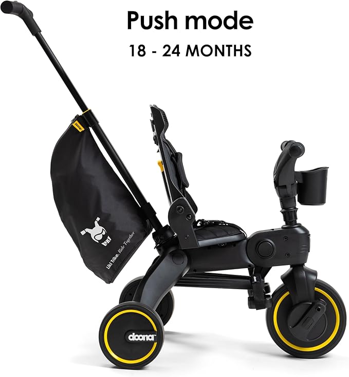Doona Liki Trike, Midnight Edition - 5-in-1 Compact, Foldable Tricycle - Suitable for Toddlers 10 to 36 Months