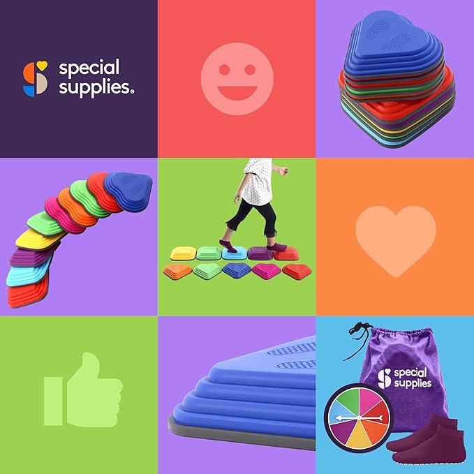 Special Supplies 10 Stepping Stones for Kids Indoor and Outdoor Balance Blocks Promote Coordination, Balance Strength Child Safe Rubber, Non-Slip Edging