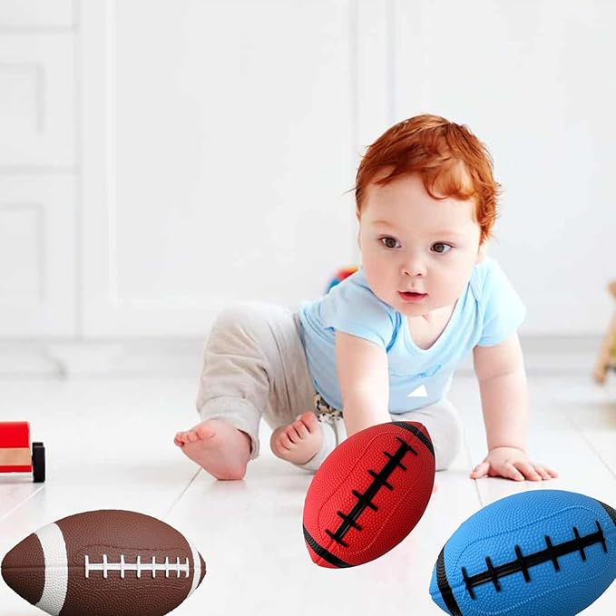 ABAJI Toy Football 2PCS 6 inch Small Mini Ball for Kid Toddler Soft Rubber Come with Pump Needle Boys Girls Gift Party Decor
