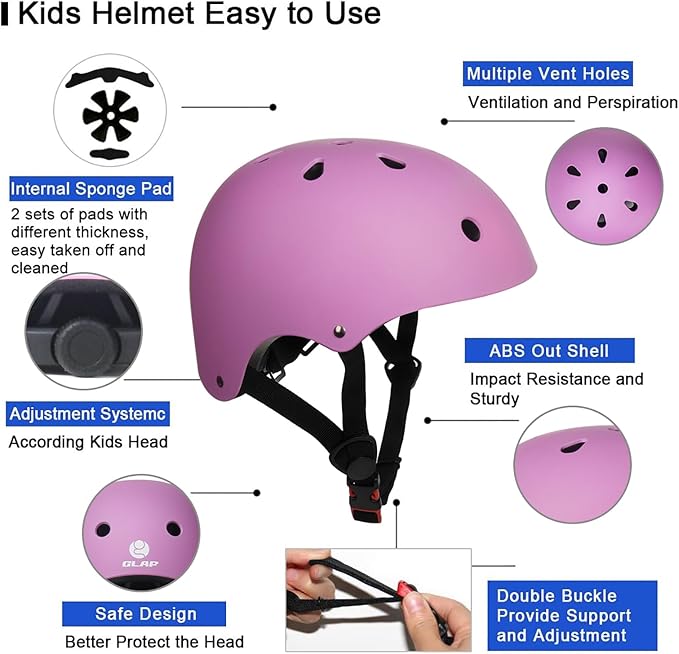 Glaf Toddler Helmet for 2-8 Years Kids Bike Helmets Baby Girls Boys Multi-Sport Adjustable Skateboard Bicycle Helmet Lightweight 3 Sizes for Toddler to Youth 8-14