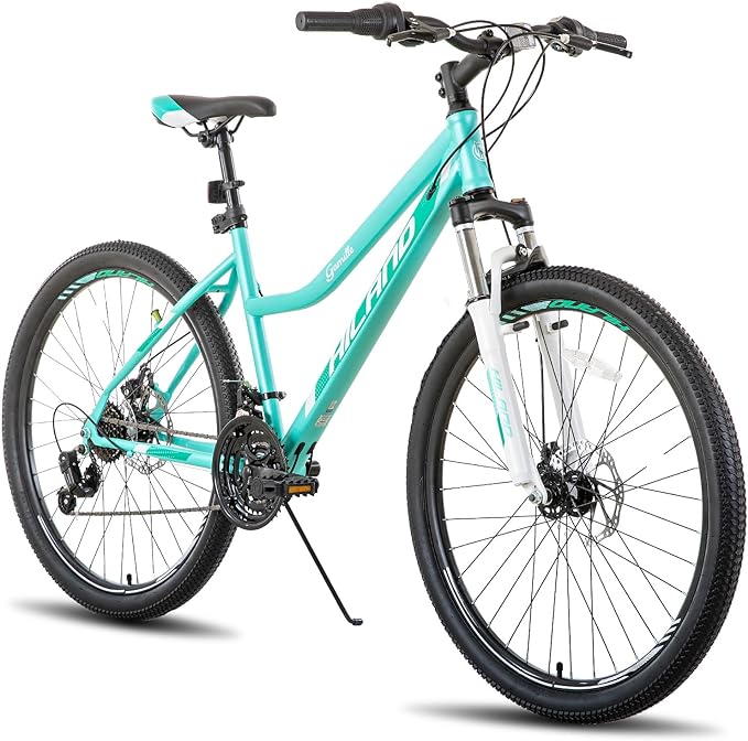 Hiland 26 Inch Womens Mountain Bike, with Step-Through Frame, 21 Speeds, Suspension Fork MTB, Bicycle for Women Men Adult