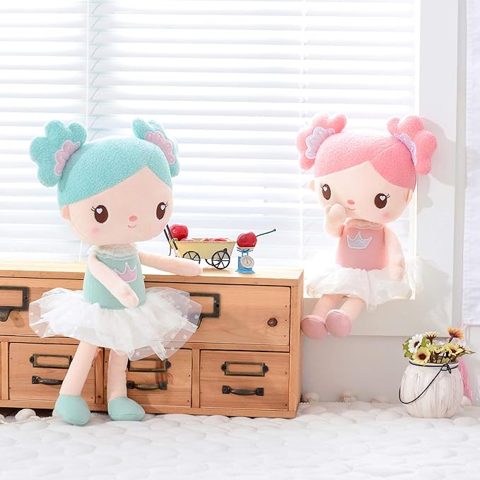 Gloveleya Baby Girl Gifts Rag Doll Soft Plush Candy Girl Pink 15" with Gift Bag