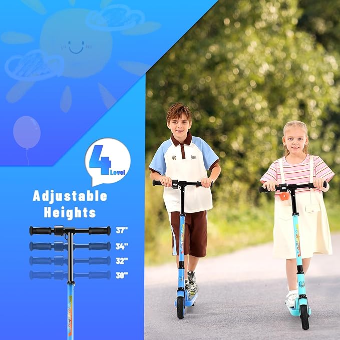 Caroma Electric Scooter for Kids Ages 6-14, 180W/150W Motor & 10 Mph, 85 Mins Ride Time, Adjustable Height & Speed, LED Display & Colorful Lights, Kids Electric Scooter, Best Gifts for Girls and Boy