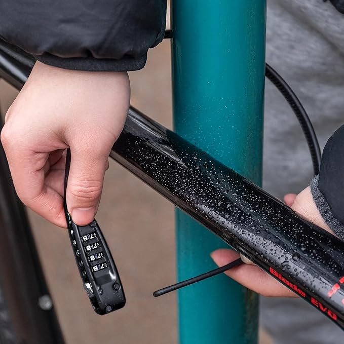 CXWXC Zip Tie Lock - 4-Digit Combo Cable Locks for Bike Motorcycle Helmet, Skateboard, Skis, Snowboard, Stroller & Cabinet - Ideal for Lightweight Security (Balck, 70CM)