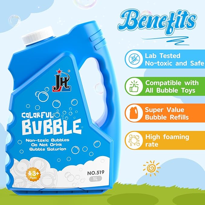 EagleStone 67 OZ Bubble Concentrated Solution (Up to 5 Gallons) – Bubble Solution Refill for Bubble Machine, Gun, Wand, and Mower – Bubbles Toys for Parties, Easter, Weddings, Outdoor Play