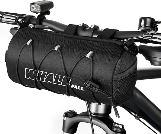whale fall Bike Handlebar Bag – 2.4L Cycling Front Bag with Elastic Cord & Shoulder Strap, Lightweight Commuter Accessories for Road & Mountain Bikes, Reflective & Water-Resistant Fabric