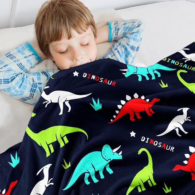 Wajade Dinosaur Blanket for Boys Soft Fleece Throw Kids Dino Blanket for Couch Sofa Bedroom Warm Blankets Birthday Gifts for Kids Boys Teen 60"x80"