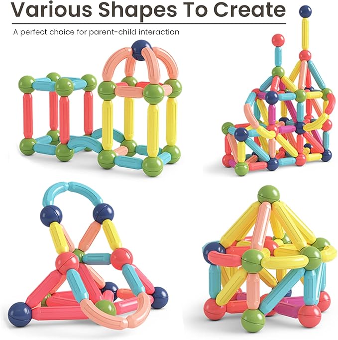 BAKAM Magnetic Building Blocks for Kids Ages 4-8, STEM Construction Toys for Boys and Girls, Large Size Magnetic Sticks and Balls Game Set for Kid’s Early Educational Learning (25PCS)