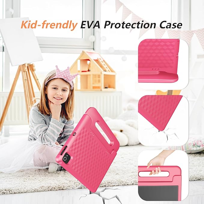 10.1-Inch Kids Tablet, 8GB+64GB, Android 14, 8-Core CPU, Educational Apps, Parental Controls, WiFi, 1280x800 HD Display, Cameras, Shockproof, Long Battery Life