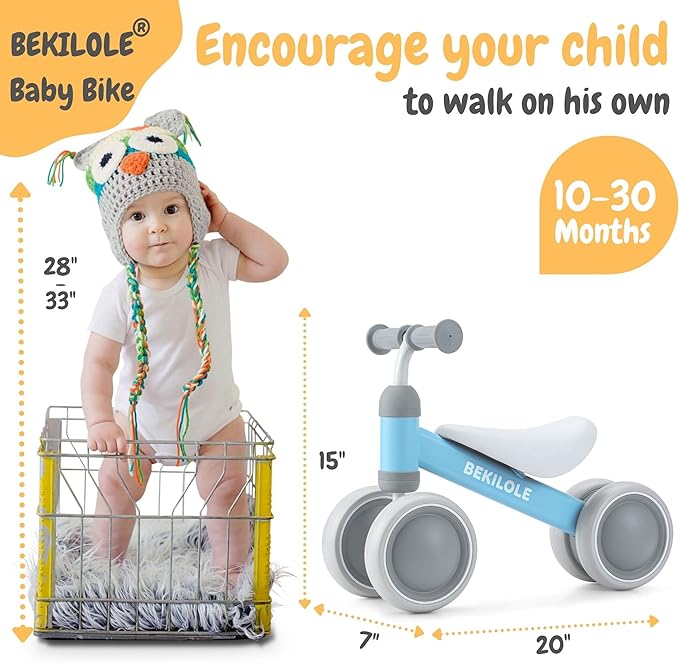 BEKILOLE Balance Bike for 1 Year Old Girl&Boys Gifts Pre-School First Bike and 1st Birthday Gifts - Train Your Baby from Standing to Running | Ideal One Year Old Toys (Sky Blue)