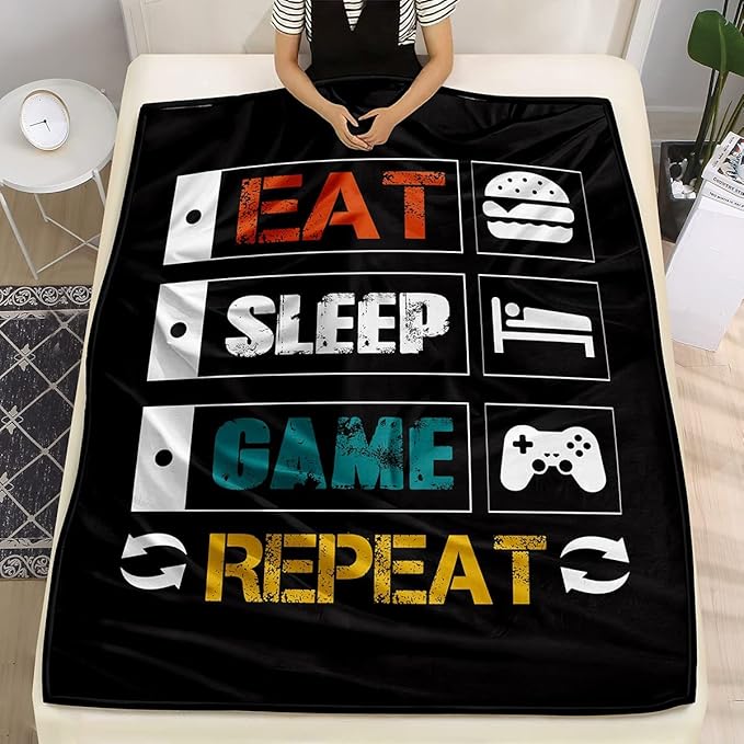 lirs Bedding Gaming Throw Blanket 60" x 50’’ Super Soft, Fleece, Gamer Gift for Couch Sofa for for Kids Boys Teens Video Game (MT-A08, 60’’x50)