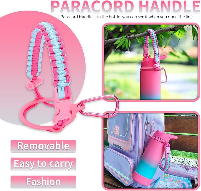 Mininoo Kids Water Bottle for School, 16oz Metal Stainless Steel Water Bottle Kids with Straw Lid（Punch/Green）