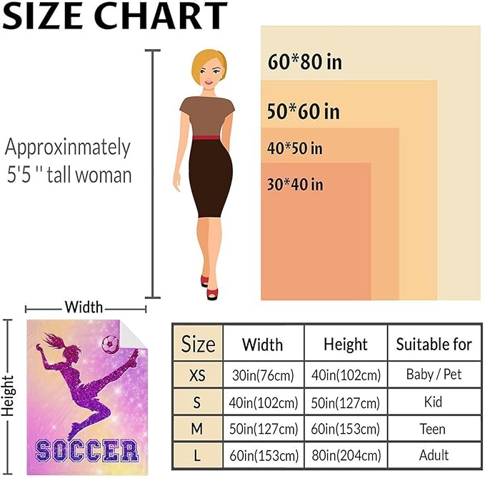 Soccer Blanket Gifts for Girls, 40x50 Inches Sport Throw Blanket for Babies Kids Teens, Pink Soft Fuzzy Nap Blankets for Couch Sofa Bed, Soccer Lovers Gifts