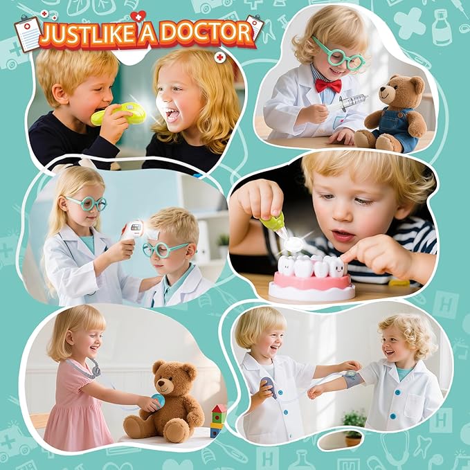 Doctor Kit for Kids Pretend Medical Station Set for Boys & Girls Mobile Cart with Kids Play Set for Ages 3 and Up Children Role Play Educational Toys (Blue)