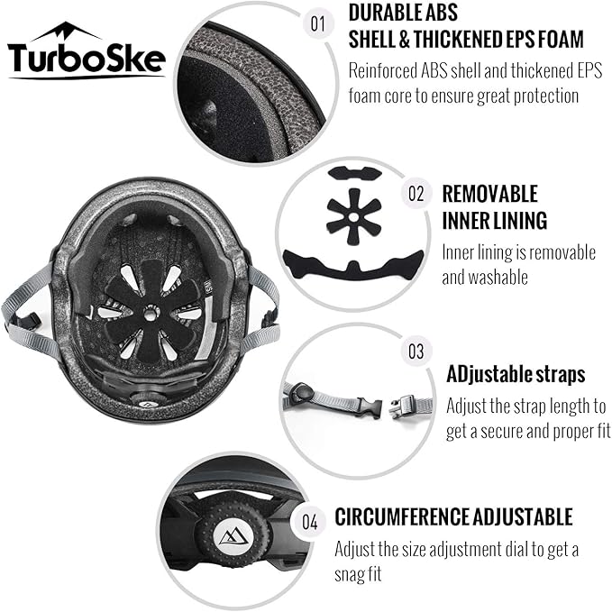 Skateboard Helmet, BMX Helmet, Multi-Sport Helmet, Bike Helmet for Kids, Youth, Men, Women