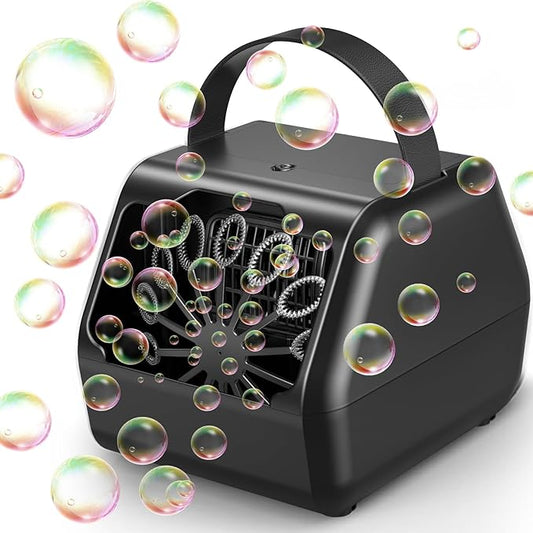 Portable Bubble Machine for Kids with 1800mAh Rechargeable Battery, 400ml Large Tank, Dual Speed Control & USB-C Charging, Indoor Outdoor Bubble Blower Party Toy (Black)