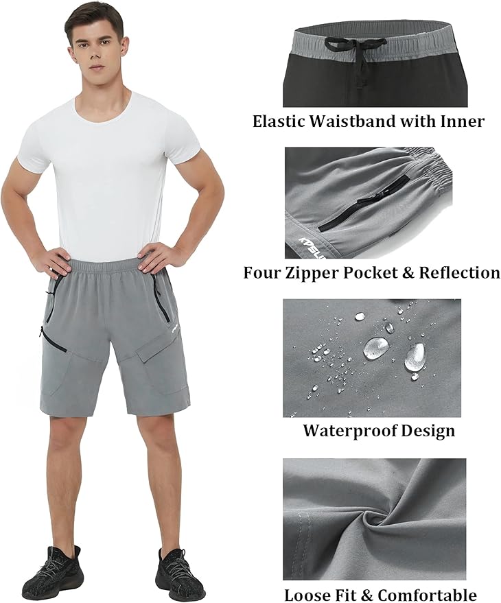 Men's Mountain Bike Shorts 3D Padded Baggy Bicycle Riding Cycling Shorts Quick Dry Lightweight Biking Shorts