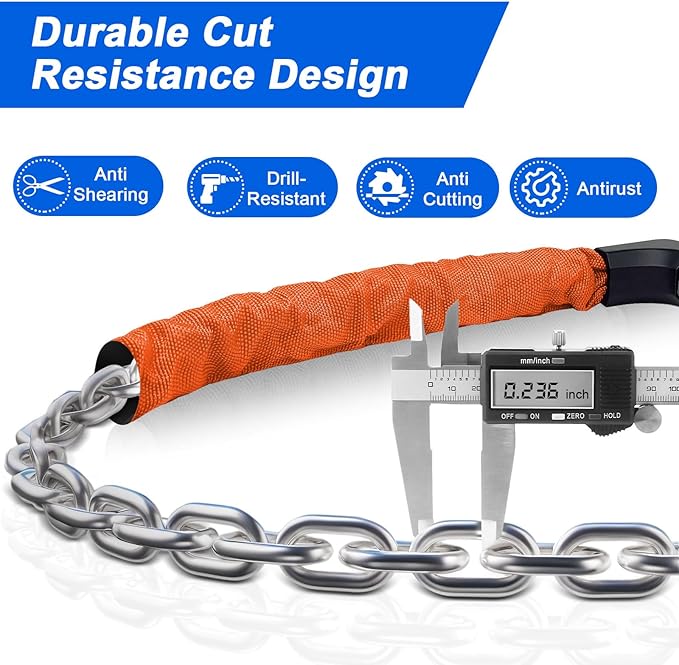 NDakter Upgrade Bike Chain Lock with 4 Digit Combination and 2 Keys, 3.2/4.28 Ft Heavy Duty Anti-Theft Bicycle Lock, 2 Ways to Unlock High Security Scooter Locks for Ebike, Escooter, Door