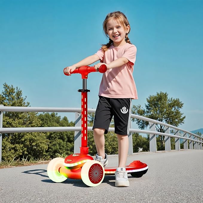 Winhope Kids Kick Scooter, 3 Wheel Scooter for Boy and Girl, LED Lighted Wheels and Widen Deck, Outdoor Ride-On Toys for Kids Aged 3-8