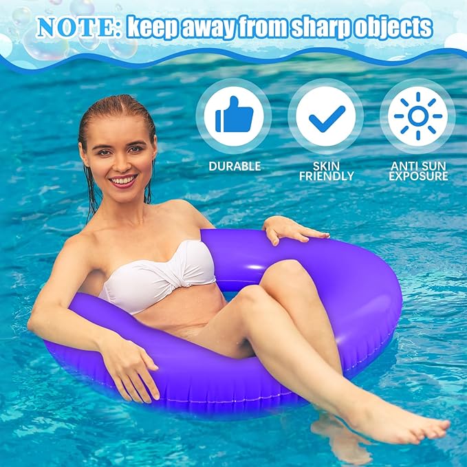 6 Pcs Inflatable Pool Floats 28 Inches Swim Tube Bulk for Adults Swimming Ring Pool Floaties for Beach Party Decorations Women and Men River Lake Summer Vacation Holiday (Light Purple)