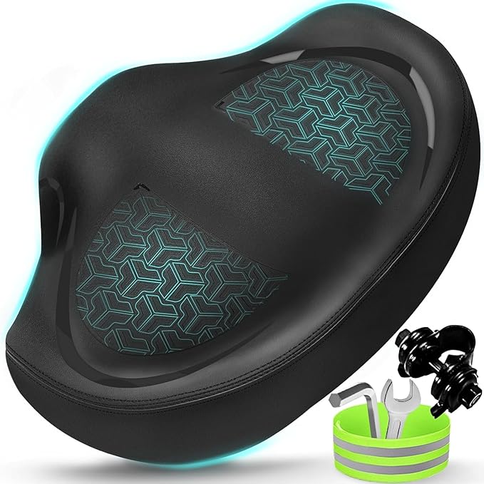 Noseless Bike Seat Cushion for Men & Women - Extra Padding & Comfort Wide Bicycle Seat, Oversized Comfortable Saddle for Peloton Bikes, Exercise Bikes, Electric Bikes, Cruiser Bikes