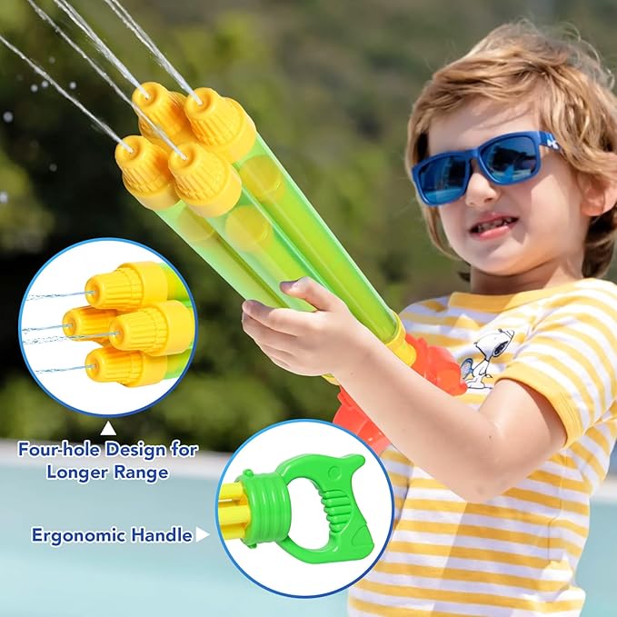 Dsmile 2 Packs Water Guns for Kids Adults,Blast Water from 4 nozzles with Long Range,Squirt Guns Water Blaster Pool Toys High Capacity for Boys Girls