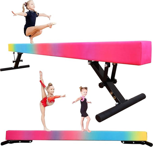 Adjustable Balance Beam 8 ft Gymnastic Beam Adjustable Height for Kids and Teenage of All Gymnastic Levels, Gymnastic Training Beam Gymnastic Equipment for Athlete Home and Gym Club Use