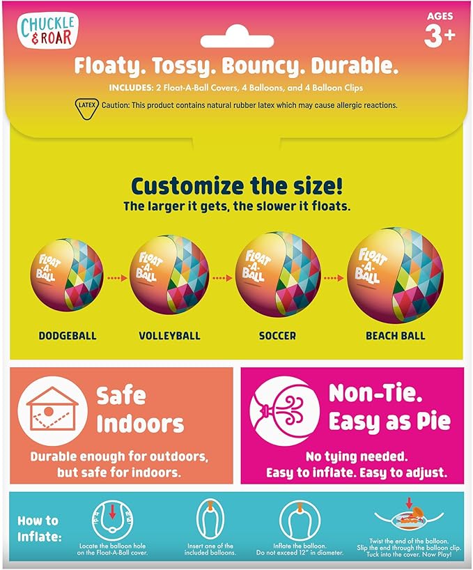 Chuckle & Roar - Float-a-Ball - Outdoor Active Play Fun - Safe and Durable - Multiple Sizes - Ages 3 and Up