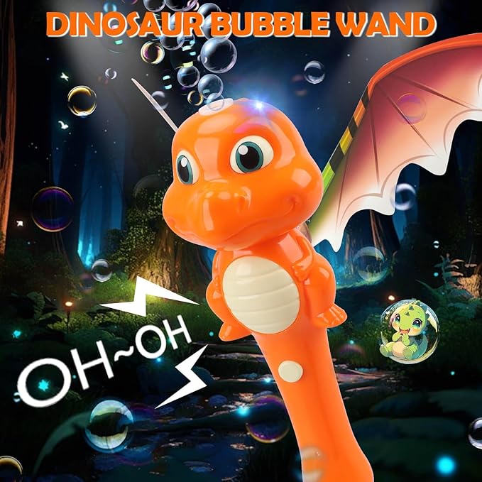 Dinosaur Bubble Wand Toys for Kids Age 3 4 5 6 7 8 Years Old: Bubbles Machine for Kids, Toddler Outdoor Toys, Gifts Birthday Presents for 3 4 5 6 Year Old Boys Girls