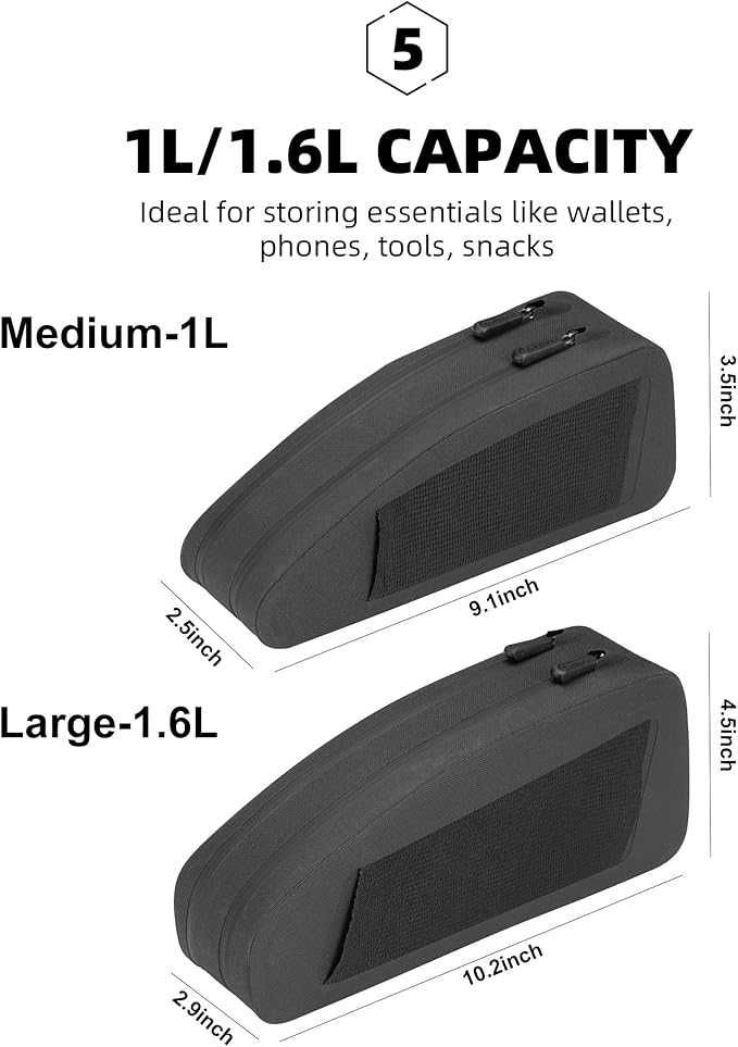 ROCKBROS Top Tube Bag Bike Frame Bag with Dual Zippers Bike Pouch