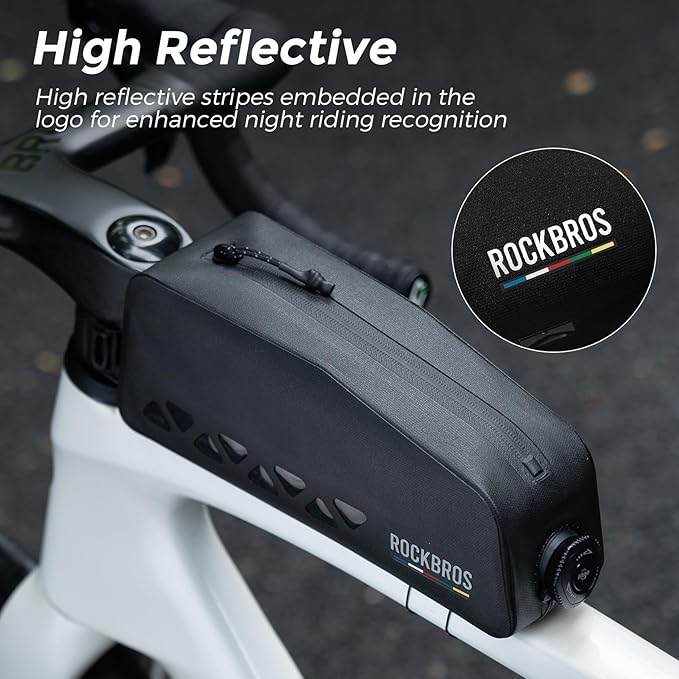 ROCKBROS Top Tube Bike Bag Waterproof Bike Frame Bag Lightweight Buckle Lock Design TPU Material Top Tube Bag Easy Install Cycling Top Tube Front Frame Pack 1L Capacity