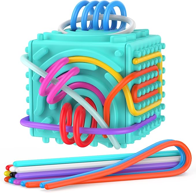 Silicone Sensory Activity Board – Fidget Travel Toys for Kids & Toddler, ADHD Autism Anxiety Relief Items (Blue)