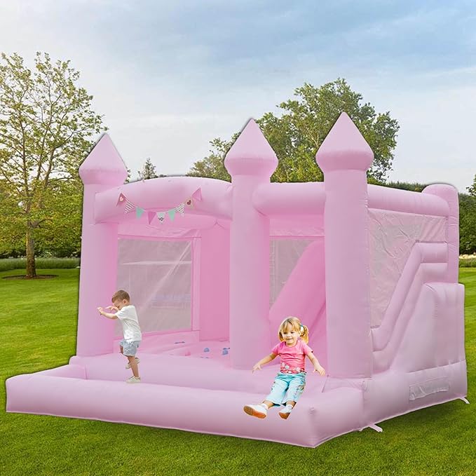 13FTx13FT Large Pink Inflatable Bounce House 100% PVC Bounce House for Big Kids Pink Jumper Bouncy Castle Kids and Adult Wedding Decorations for Outdoor Birthday Party（Including 1500W Blower）