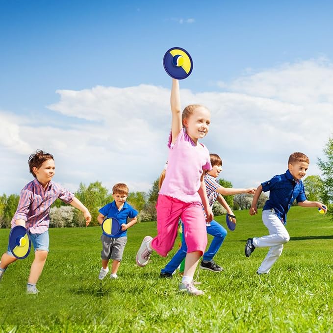 Ball Catch Paddle Set Games - Upgraded Version Beach Toys Pool Backyard Camping,Outdoor Game,Toss Catch for Ages 3 4 5 6 7 8-12,Kids Family Games Gifts (4 Rackets 4Balls)