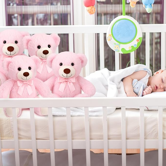 Civaner 4 Pack 14 Inches Bear Plush Stuffed Animals Operation Christmas Cute Soft Bears Gifts Bulk for Girls Boys Girlfriend(Pink)