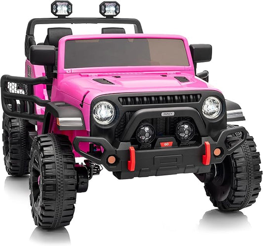 2 Seater Ride on Car for Kids, 12V Electric Car Ride on Toy for Kids Age 4-8 w/Remote Control, Capacity 150lbs - Pink