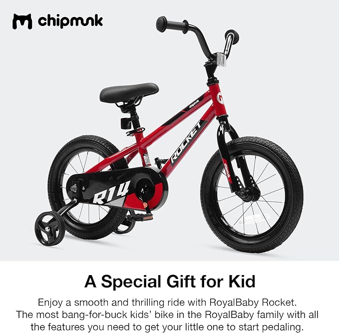 Chipmunk Kids Bike Toddlers 12 14 16 18 Inch Wheel Bicycle Beginners Boys Girls Ages 3-11 Years, Multiple Color Options