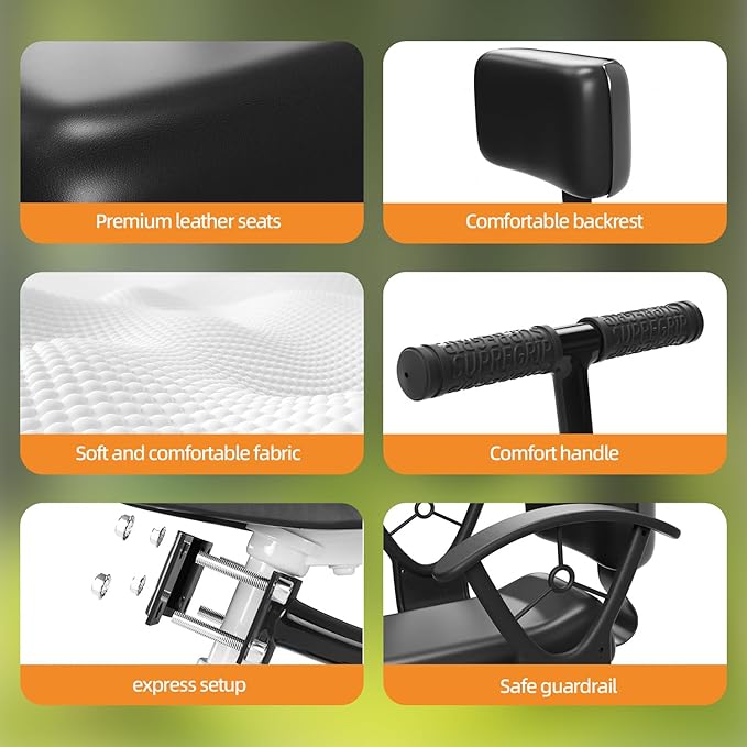 Rear Child Bike Seat,Rear Mounted Child Bike Seats,Back Mount Child Seat with Back Rest Armrest Foot Pedals,Width Adjustable Bicycle Rear Seat,Fits All Bicycle Rear Frames