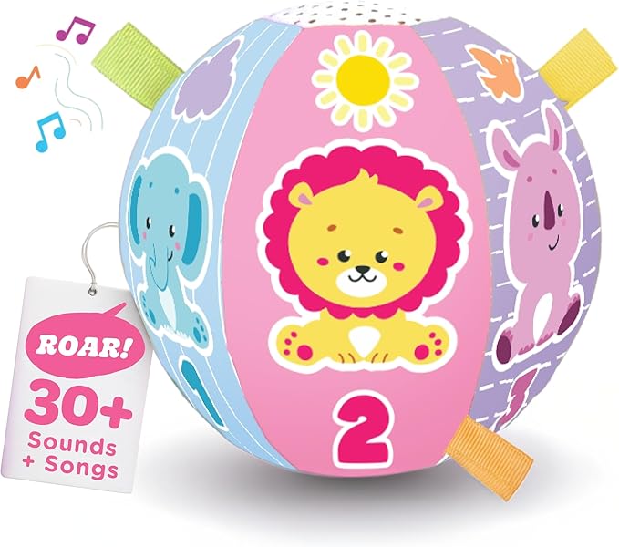 Move2Play, Hilariously Interactive Baby Ball with Music & Sound Effects | First Birthday Gift | Toddler Toy for Boys & Girls | Age 6, 9, 12, 18+ Month | 1, 2+ Year's Old (Baby Ball Pastel)