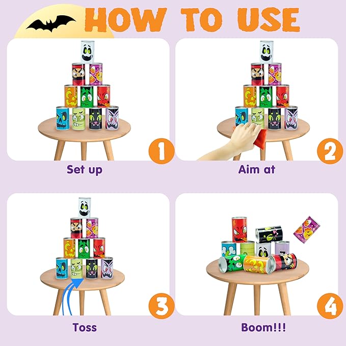 JOYIN 13 Pcs Halloween Carnival Can Bean Bag Toss Games for Kids & Adults Trick or Treat Decoration, Home Decor Party Favors Supplies, Homeschooling Backyard Game