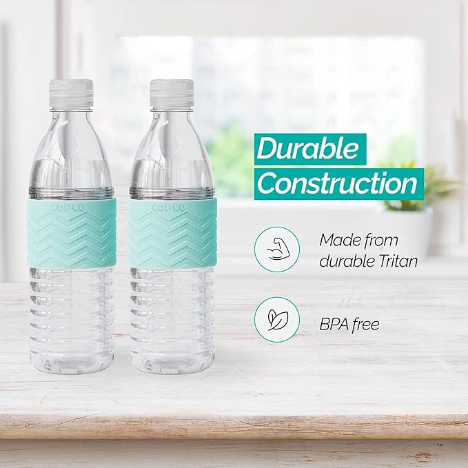 Copco Hydra 16.9 oz Water Bottle with Leak-Proof Lid - Tritan Reusable with Textured Grip Sleeve - BPA-Free, Shatter-Resistant, Dishwasher Safe for Travel, Gym, Work, Outdoor Adventures (Robin Blue)