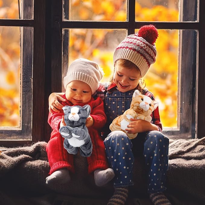 3 Pcs 9 Inch Cat Stuffed Animal Plush Gift Cute Kitten Plush Toys Small Cat Stuffed Animal Sleeping Gifts for Boys Girls Pet Party Favors(Classic Style)