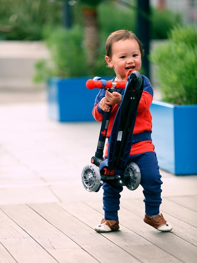 Micro Kickboard - Mini Deluxe Foldable LED Scooter, 3-Wheeled, Lean-to-Steer, Swiss-Designed Micro Scooter with LED Light-Up Wheels, for Kids Ages 2-5