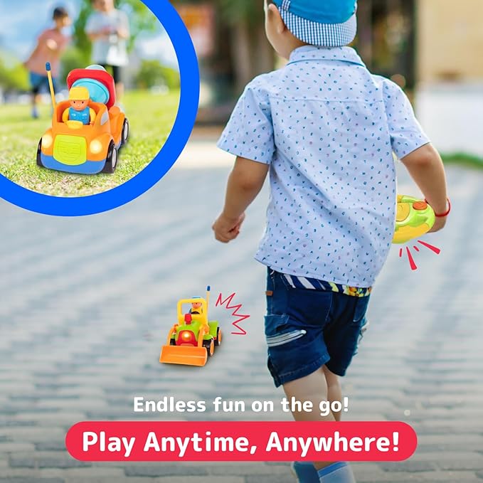 PREXTEX 2pk Remote Control Cars for 3-5 Year Old Boys - Truck & Tractor Toddler Toys