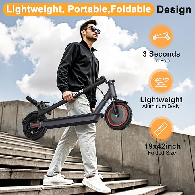 WERHY Electric Scooter, 8.5"/10"/14" Tire, Powerful 350/500W Motor, Top Speed 19/22 MPH, 21-49Miles Max Range, Folding Escooter for Adults & Teens with Dual Braking