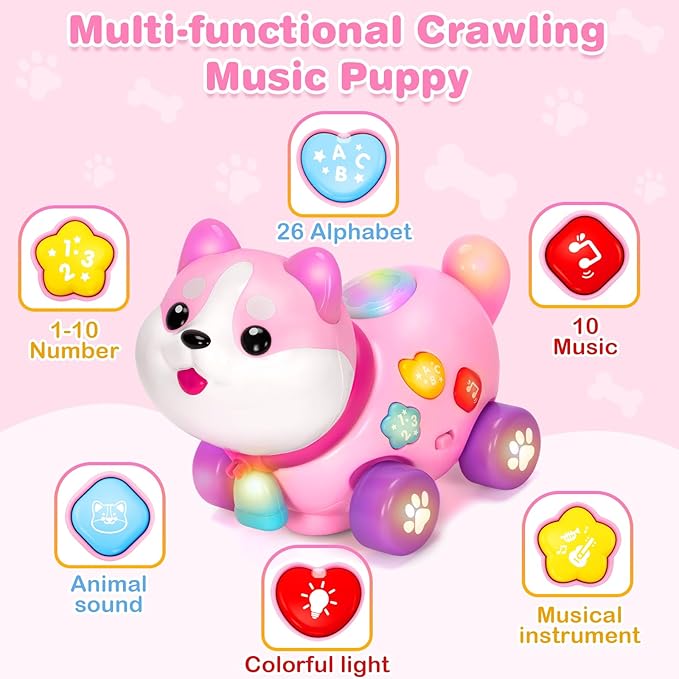Toys for 1 Year Old Girl Gifts, Baby Toys 6-12-18 Months, Bilingual Educational Learning Toddler Toys, Puppy with Music & Lights, 1st Christmas Birthday Gift for Boys Girls, First Present for Infant